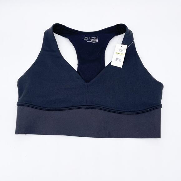Offline By Aerie Women's V Neck Black Medium Support Sports Bra Size XXS - Picture 1 of 5